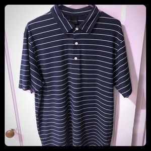 Dunning Golf Shirt Navy Blue with White Stripes